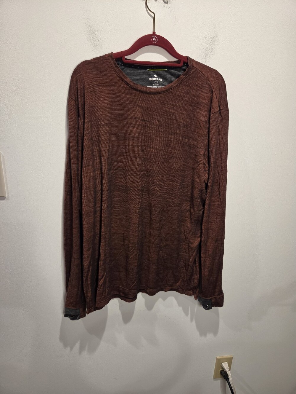 Bombas Size L Wool Blend Base Layer Hiking Shirt FLAW
